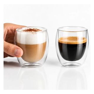 Kit 2 Xicaras De Vidro Parede Dupla Térmica 250 Café