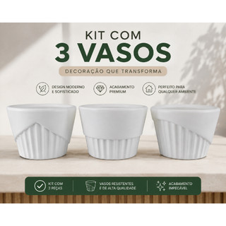 Kit com 3 Vasos Decorativos Modernos – Elegância para Todos os Ambientes (Não Acompanha Plantas)