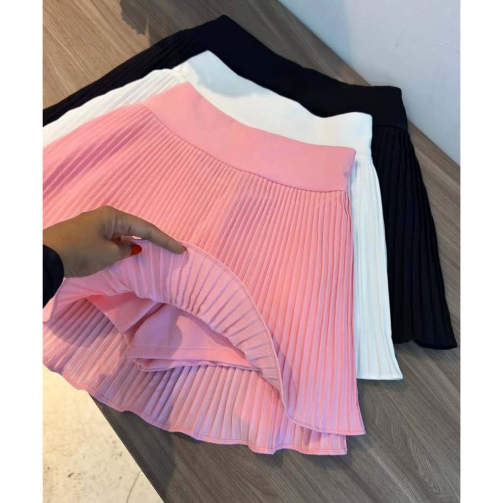 Short Saia Plissada Feminina Cintura Alta Moda 2026 Elegante Casual Verão Saia Shorts Estilo Coreano