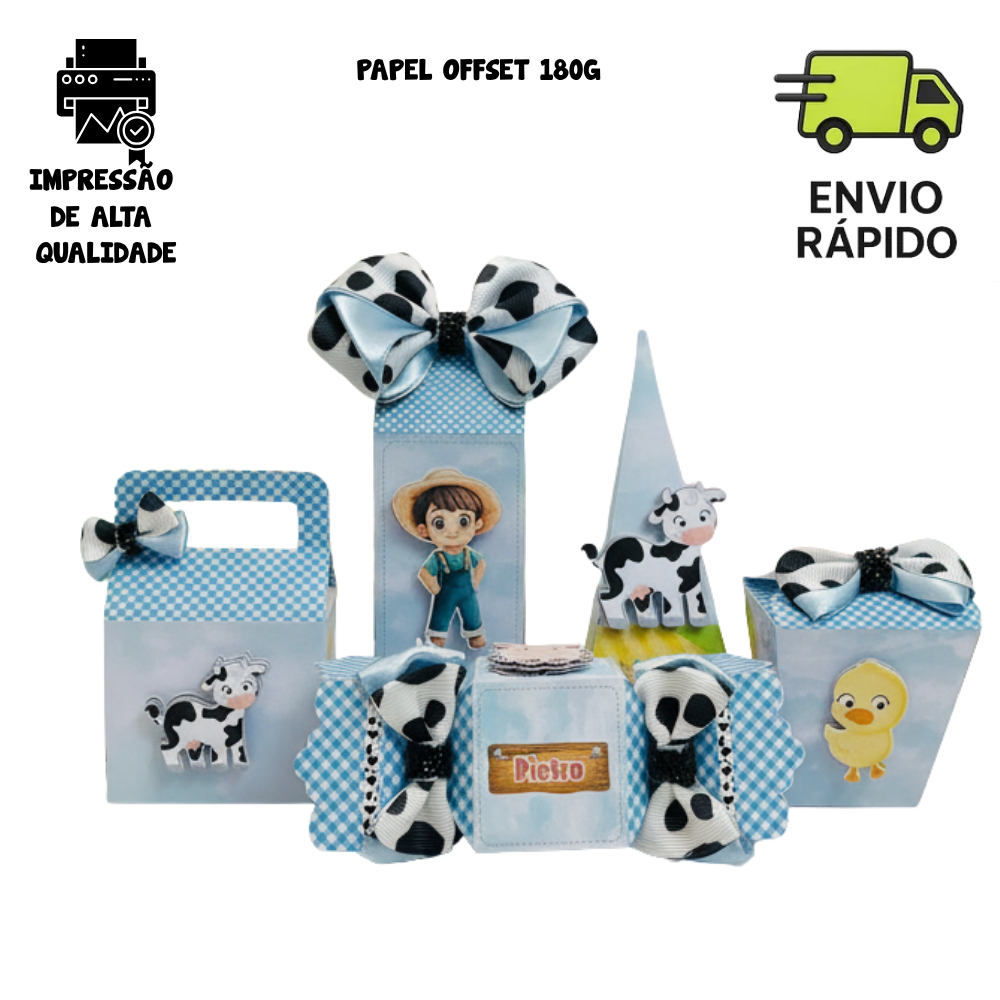 ENVIO RÁPIDO Kit Festa Fazendinha Azul Lembrancinha Aniversário Infantil