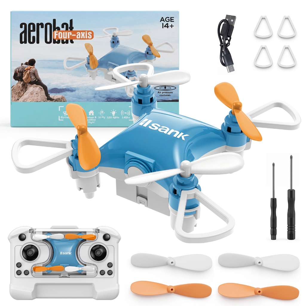 Mini Drone Portátil, Quadcopter Sem Câmera, Armazena no Controle, Voo Interno, Altitude Constante, Kit com 2 Bate