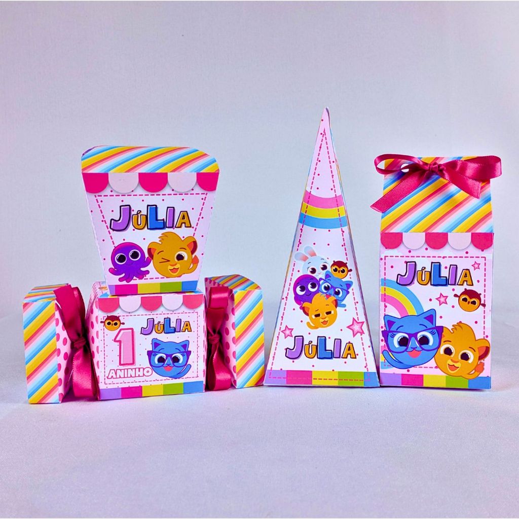 Kit 10 a 45 Caixinhas Personalizadas Lembrancinhas Bolofofo Rosa Para Festa Aniversario Festinha