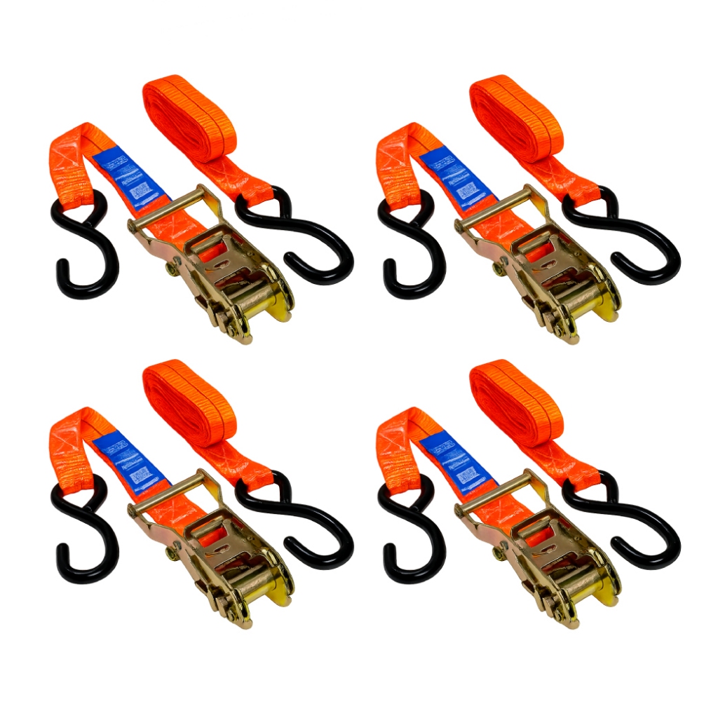 4x Kit Cinta Catraca 800kg Reforçada Amarração Carga Moto Bicicleta Carga Bagageiro Caçamba Pickup Picape