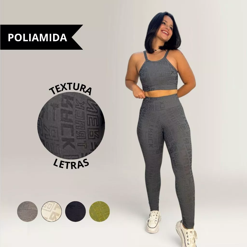 Conjunto Fitness Feminino Top Cropped + Legging cintura alta Zero Transparência — imagem 1