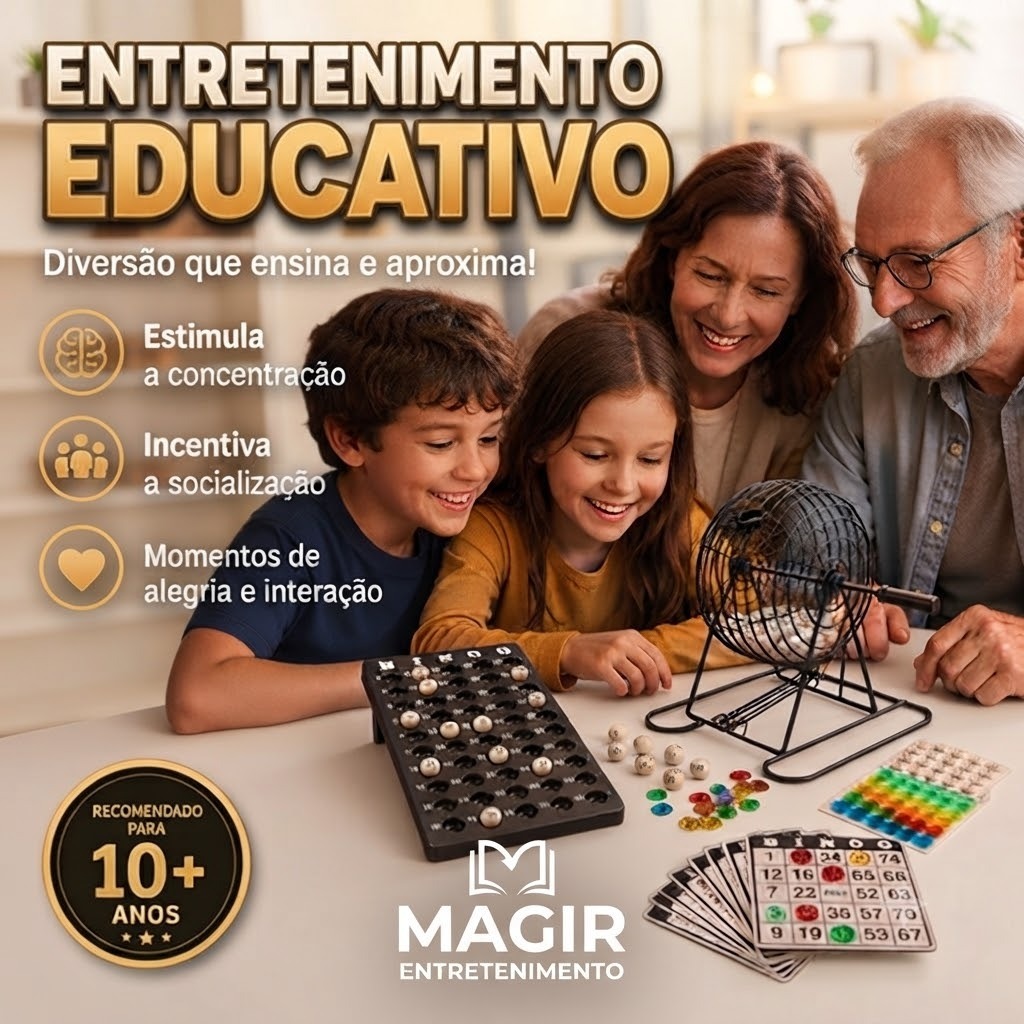 Jogo De Bingo Metal Brinquedo Infantil Profissional Globo Completo Com Cartela 75 bolas Presente Natal