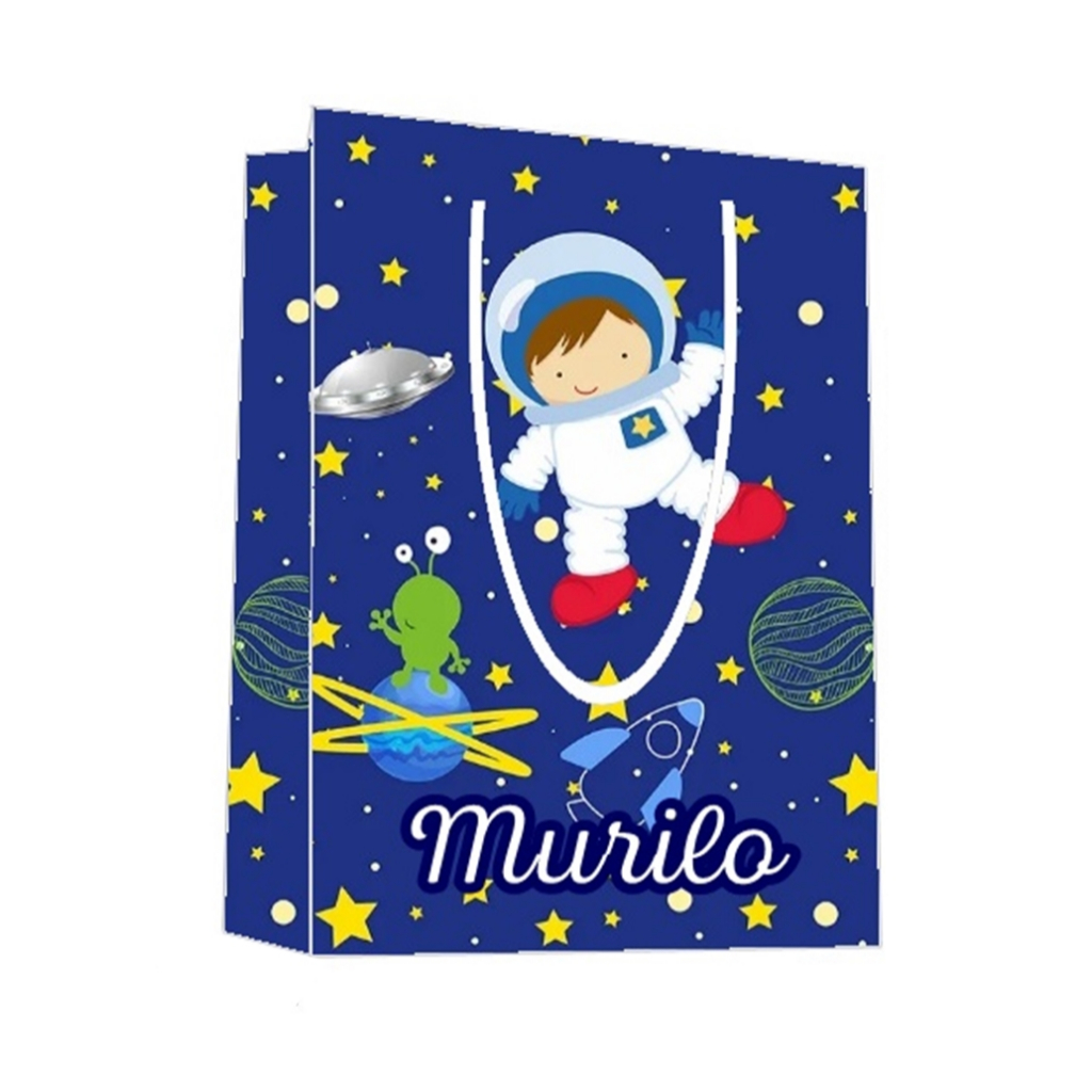 Sacolinha Astronauta Personalizada para Aniversário/ Lembrancinha Festa Infantil / Qualquer nome e idade