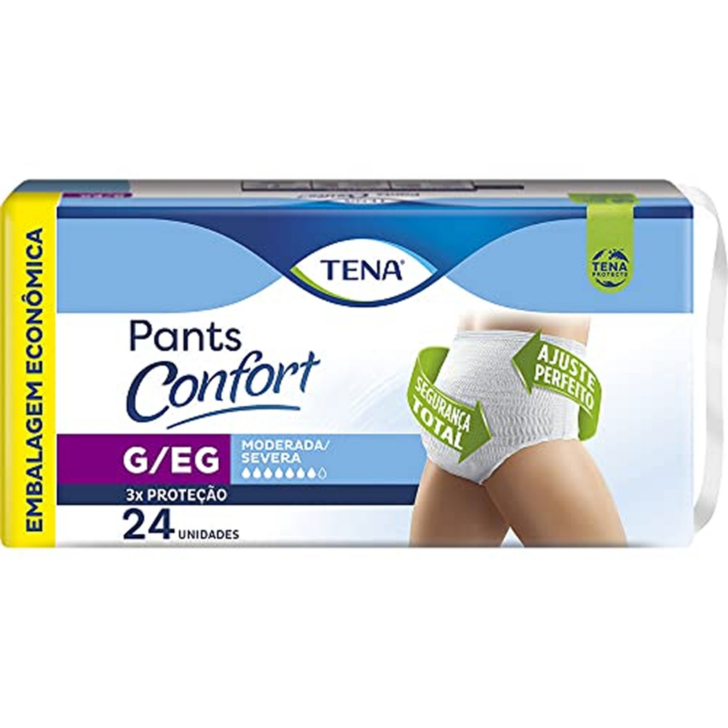 Fralda Geriátrica Tena Pants Confort Tamanho G/EG 24 Tiras