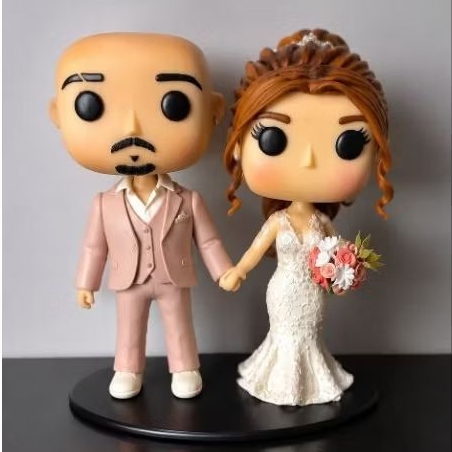 Topo de Bolo Personalizado em Biscuit Funko | Réplica dos Noivos Feita à Mão