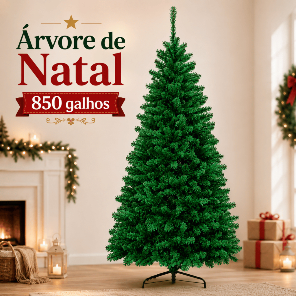 Árvore De Natal Pinheiro Grande Luxo 180cm 850 Galhos Verde Cheia Premium Padrão Alemão