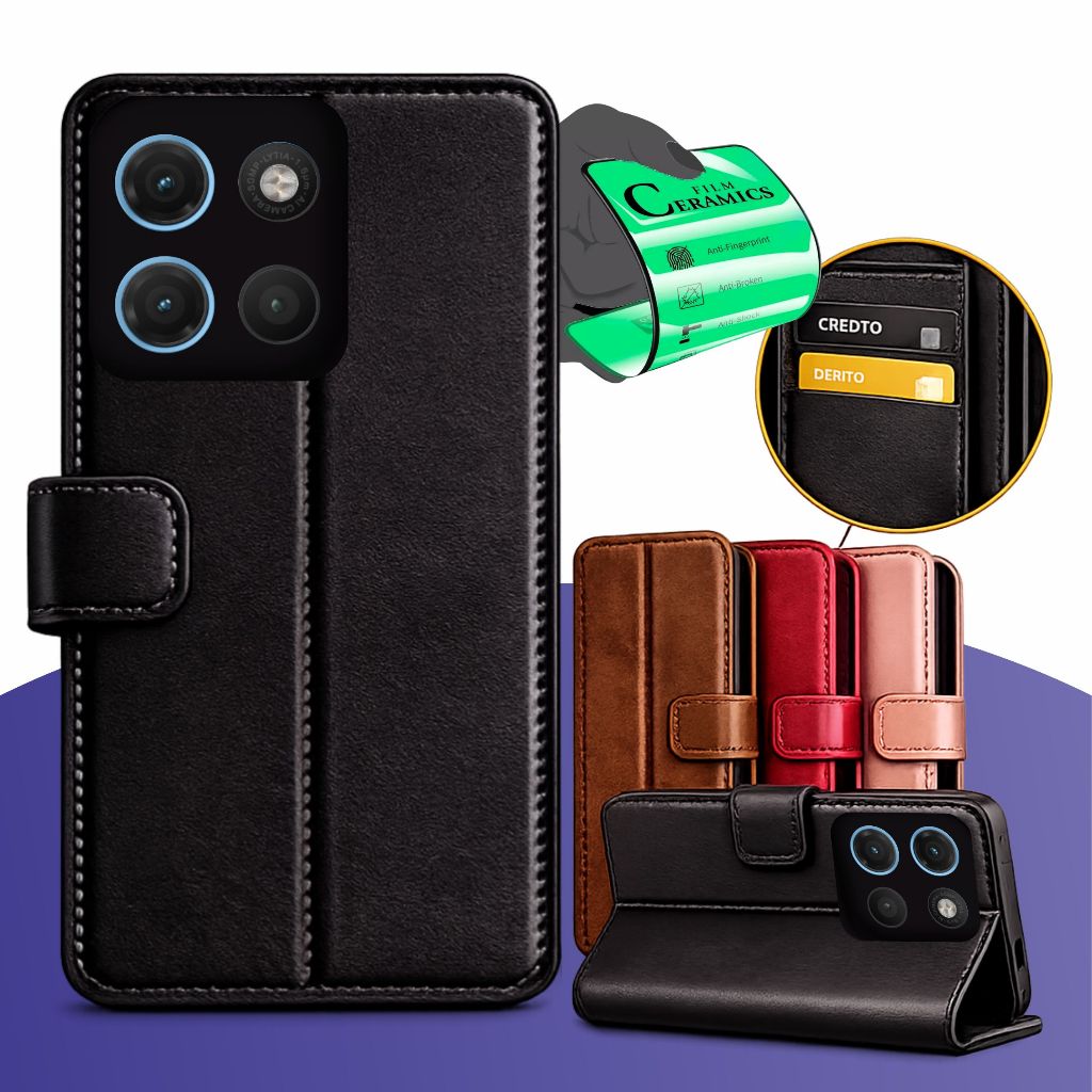 Capa Capinha Carteira + Película Para Motorola G15