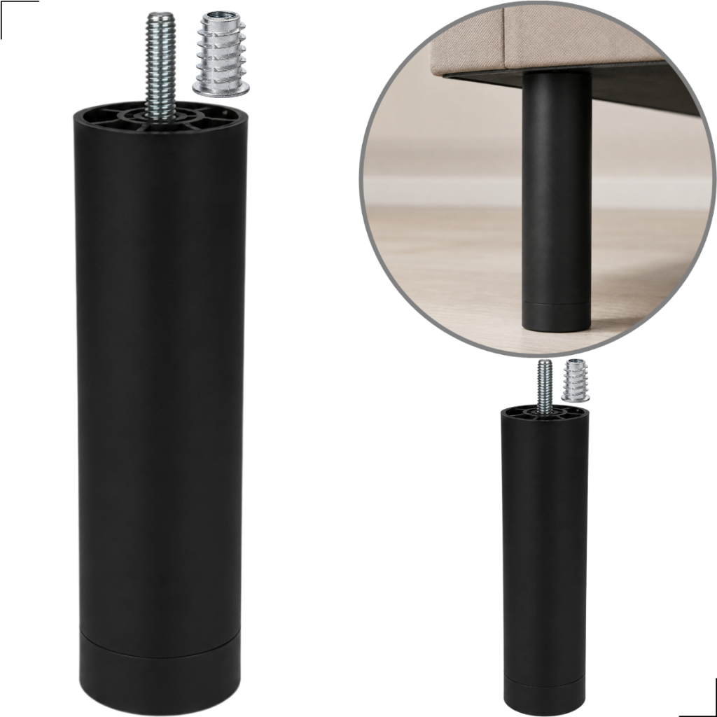 Kit 2 Pé Cama Box 14cm Preto Alto Castor Gazin Ortobom Preto