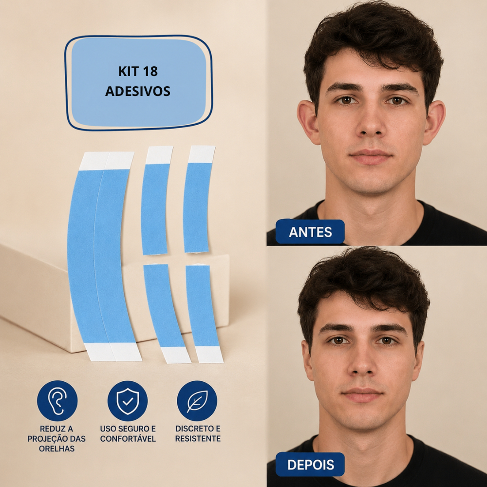 Kit 18 Adesivos Para Orelha de Abano Fita Dupla Face Transparente Para Correção de Orelha de Bebe e Adulto Invisível