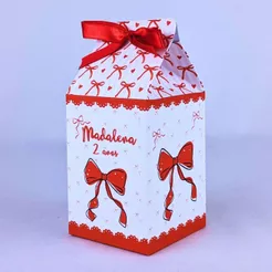 Kit 10 a 50 Caixinhas Laço Vermelho Milk Sem Lacinho Lembrancinha Personalizada de Papel Offset 180g