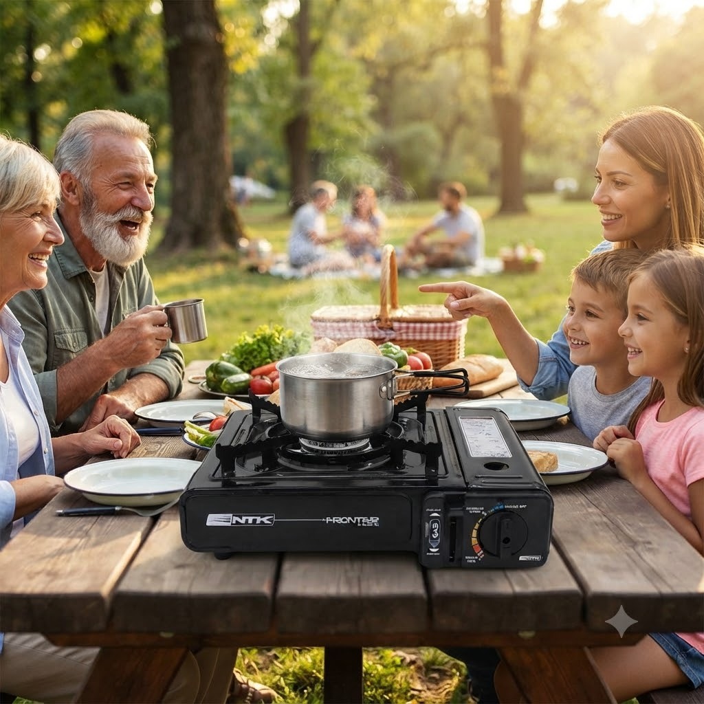 Fogareiro Frontier Flex NTK Preto Portátil, Eficiente e Seguro ideal para Camping, Viagens e Lazer!
