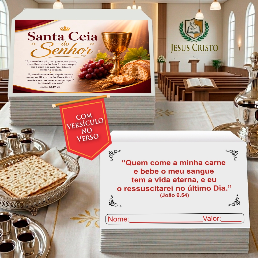 Envelope Santa Ceia Igreja Doação Voto Ministério Oferta Dízimo Campanha Propósito Cartela