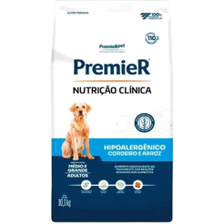 Ração Premier Nutrição Clínica Hipoalergênico Cães Médio e Grande Porte Cordeiro e Arroz 10,1 kg