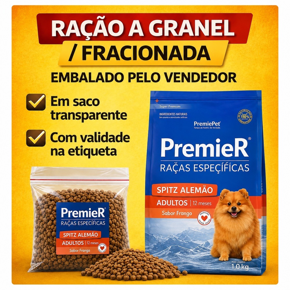 Ração Premier Raças Específicas Cães Adultos Spitz Alemão Frango FRACIONADA/GRANEL