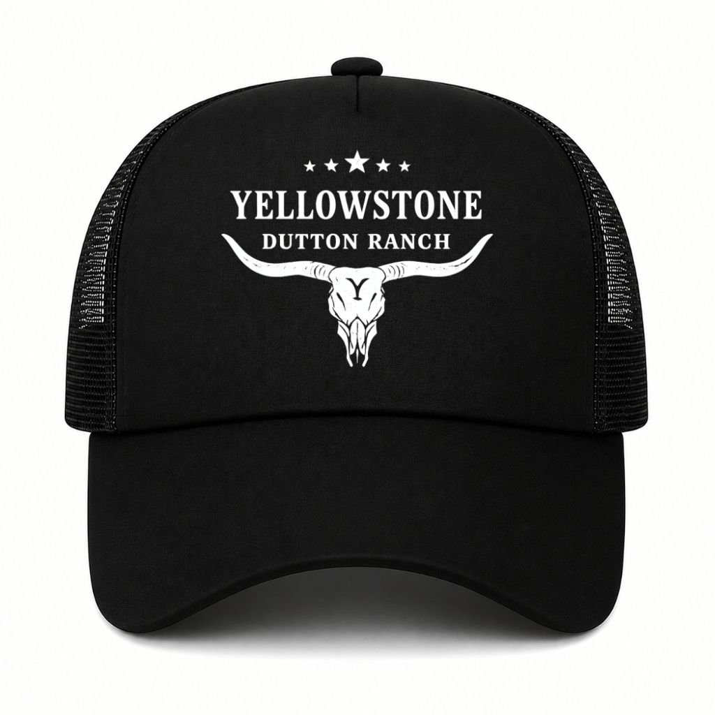 Boné Trucker Yellowstone Dutton Ranch Estampa DTF Premium Lifestyle Aba Curva Ajustável Unissex