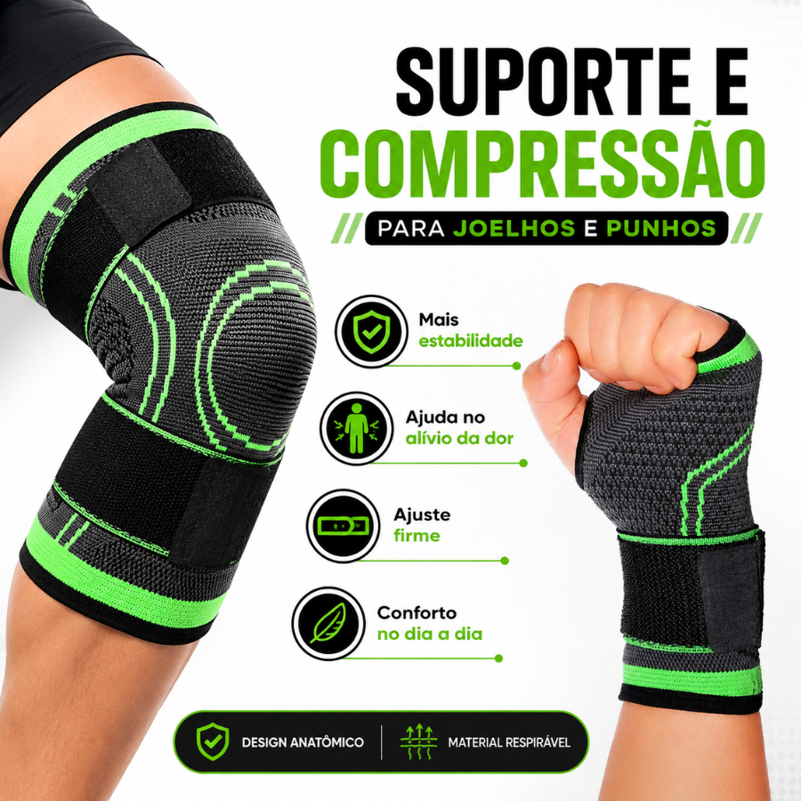 Joelheira ou Munhequeira De Compressão Tensor Estabilizador Ortopédico Alívio De Dor