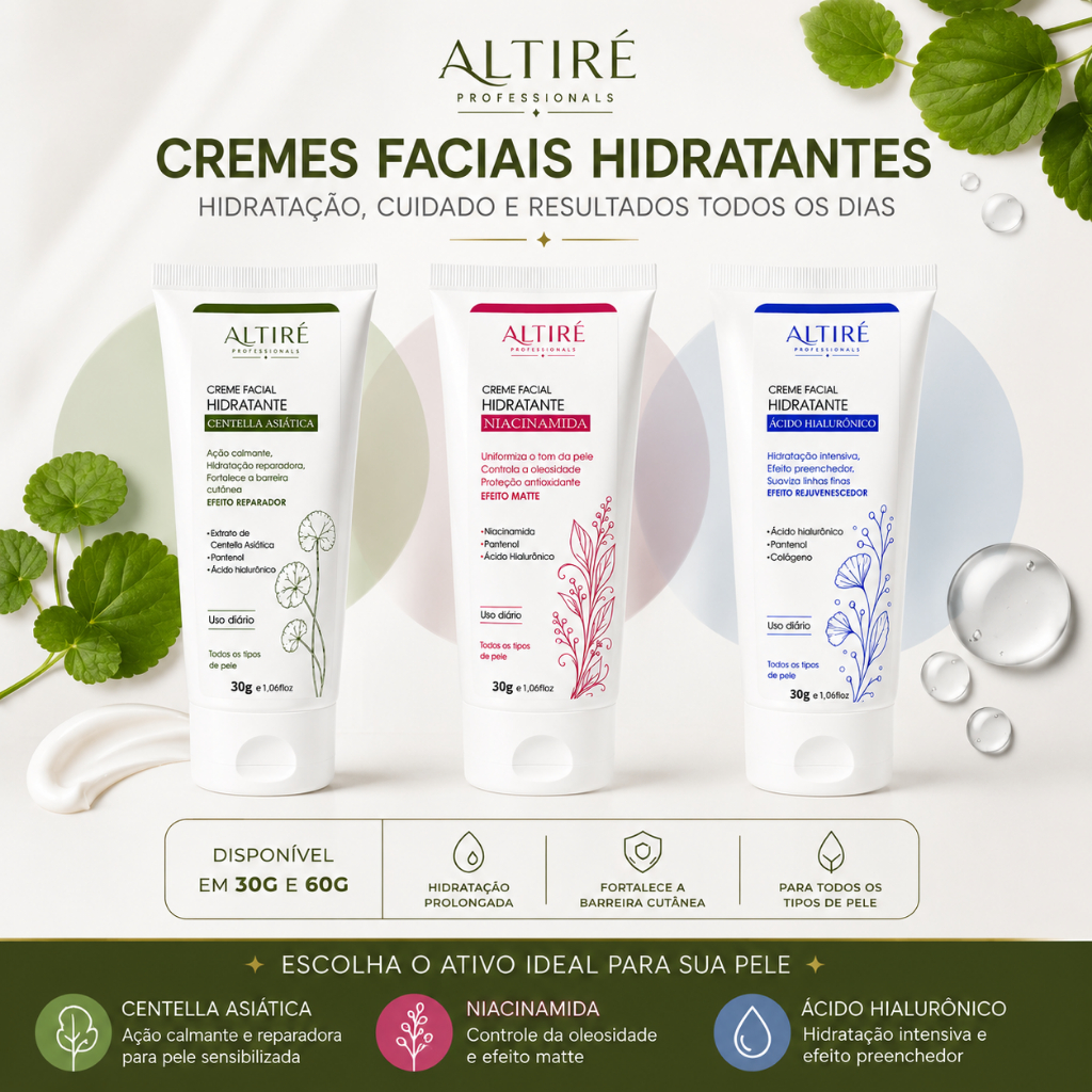 Creme Facial Hidratante Altiré 30g e 60g | Niacinamida, Ácido Hialurônico e Centella Asiática | Skincare