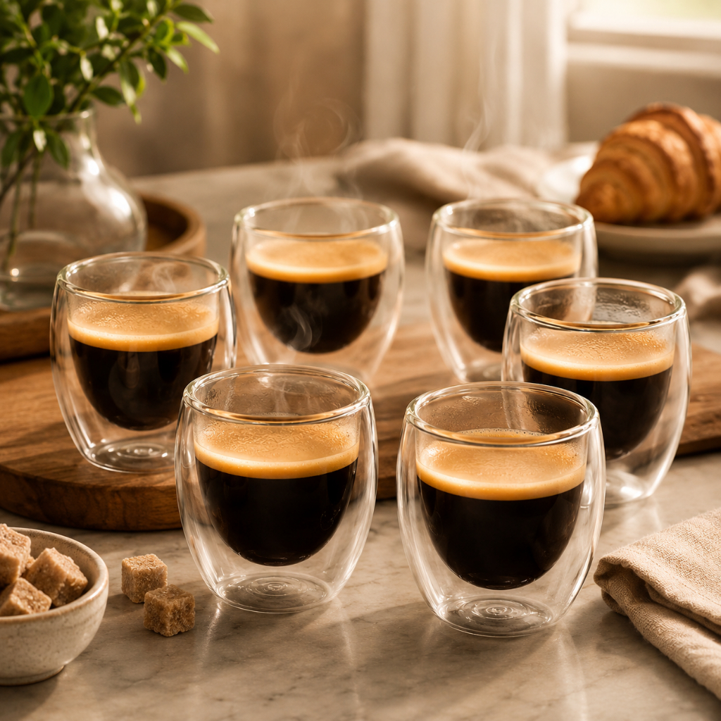 Jogo 2 4 6 Copos Vidro Boro Duplo Café Chá Expresso Chá Capuccino 100ml Parede Dupla Conjunto Kit