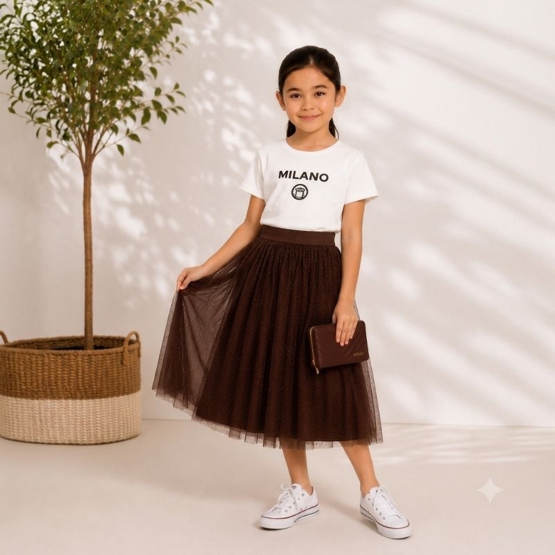 Saia Infantil de Tule Clássica e Delicada com Forro e Cós de Elástico

