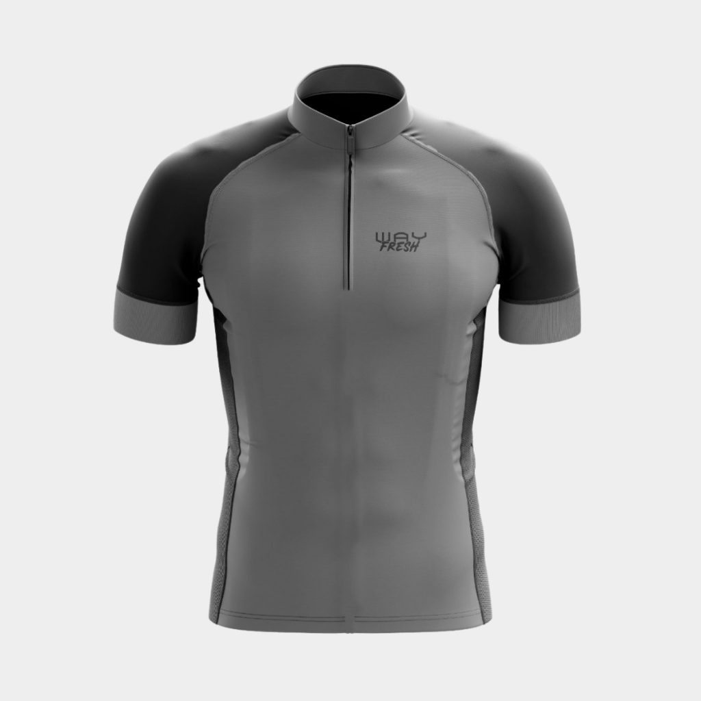 Camisa de Ciclismo Masculina Way Fresh Cinza Manga Curta Roupa