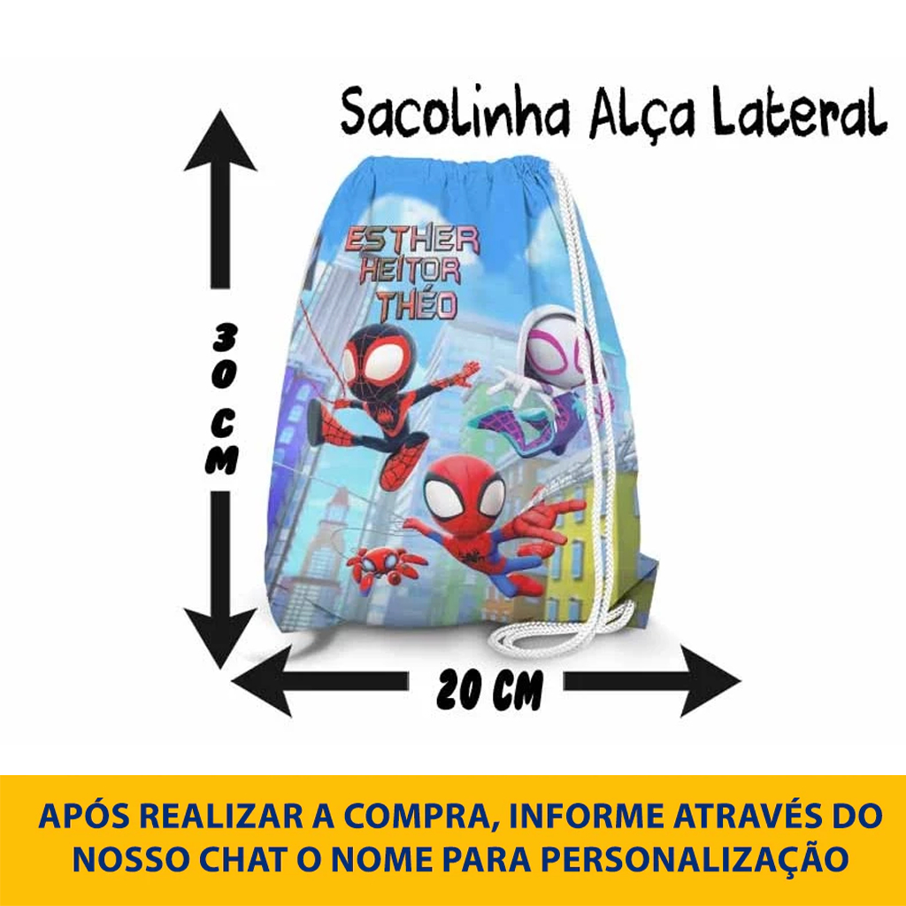 Kit Mochilinha Sacolinha Mochila Saco Sacochila Saquinho Lembrancinha Brinde Aniversario Personalizadas Homem Aranha