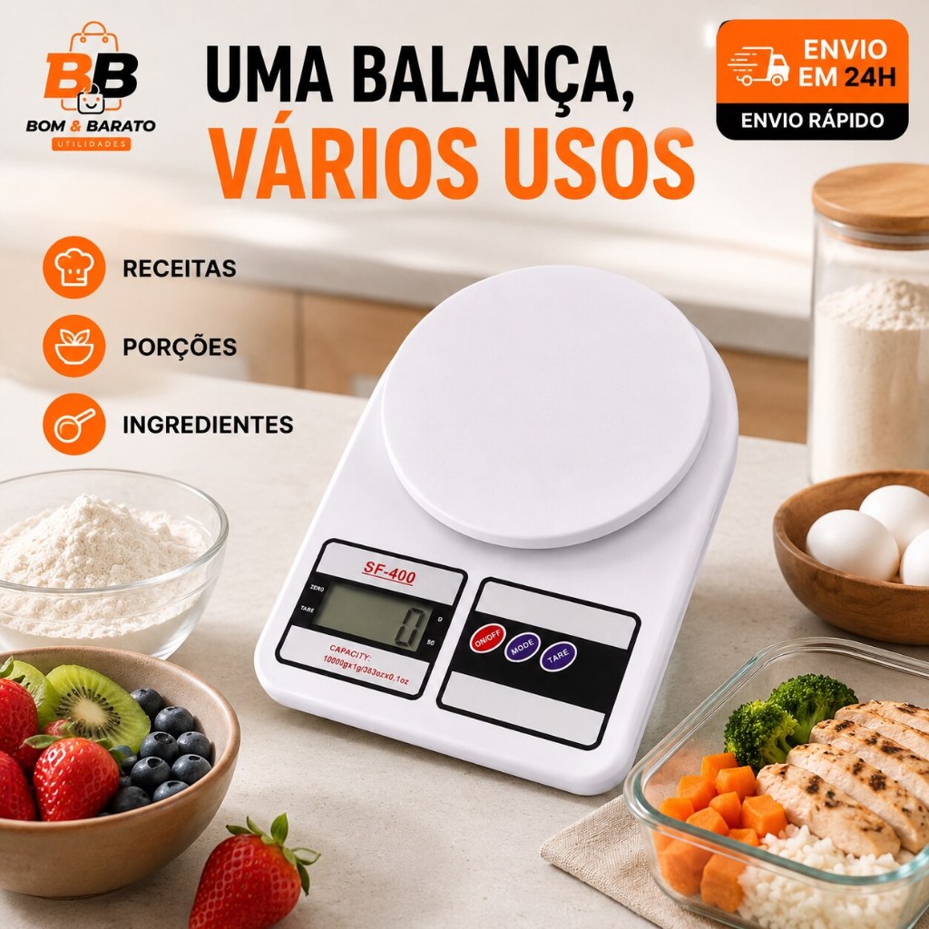 Balança Digital de Cozinha SF-400 10kg Alta Precisão Eletrônica Culinária