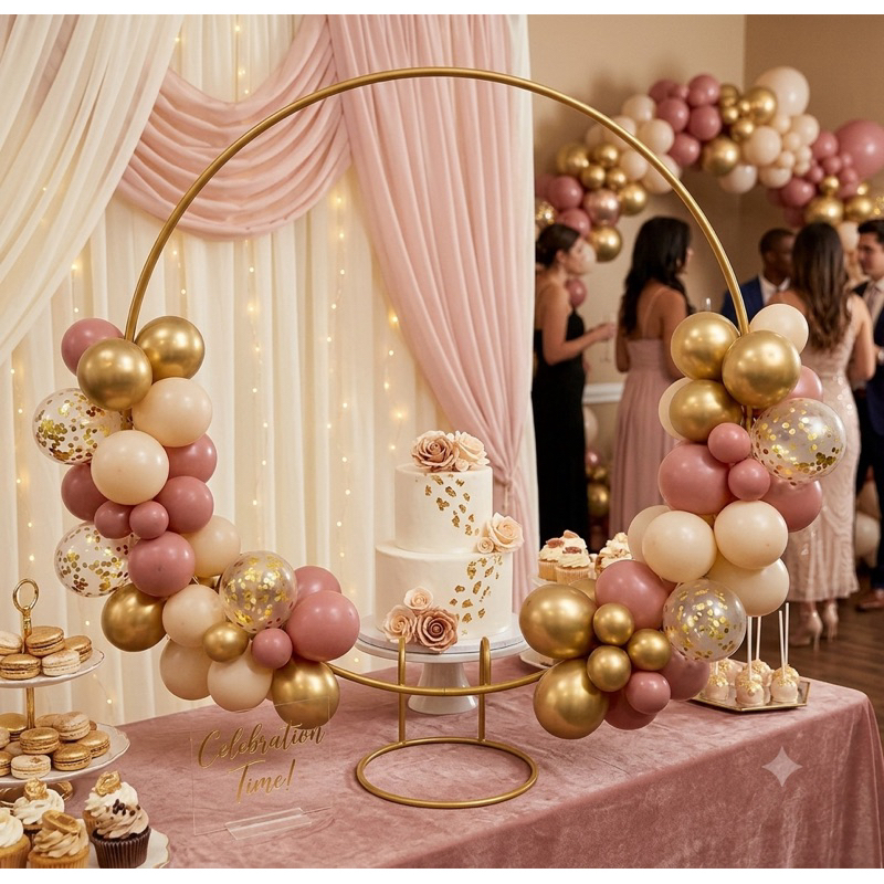Mini Painel Arco De Mesa Para Festa Redondo Decoraçao 50x50 Dourado