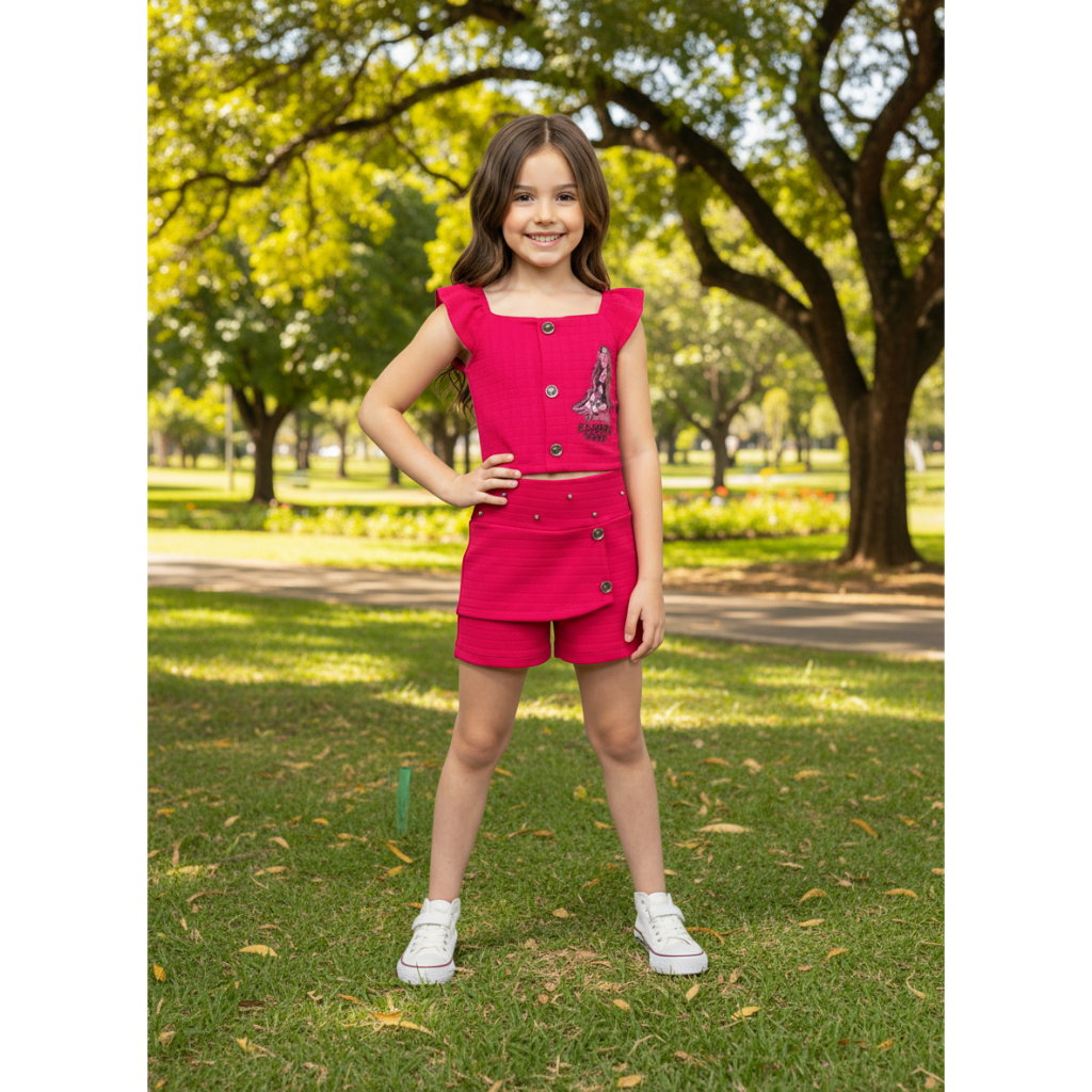 Conjunto Infantil Feminino de Verão Menina | Short e Blusa