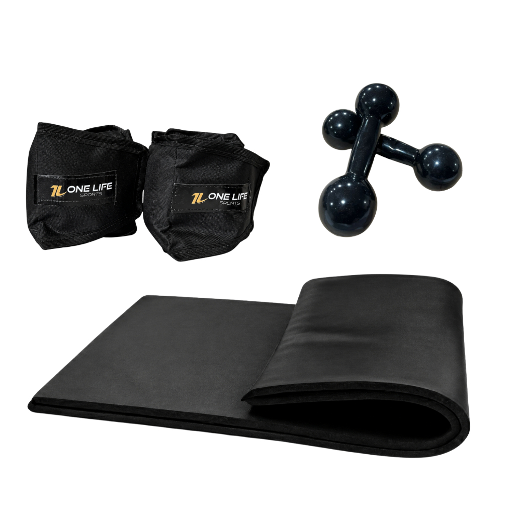 Kit Aeróbico em Casa Caneleira 3kg Halter 3kg Colchonete Treino Funcional Peso Leve Reabilitação