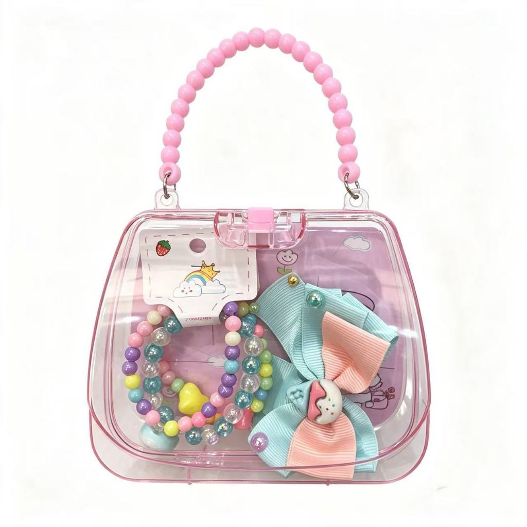 Kit Mini Bolsa Infantil Transparente + Acessórios Blogueirinha