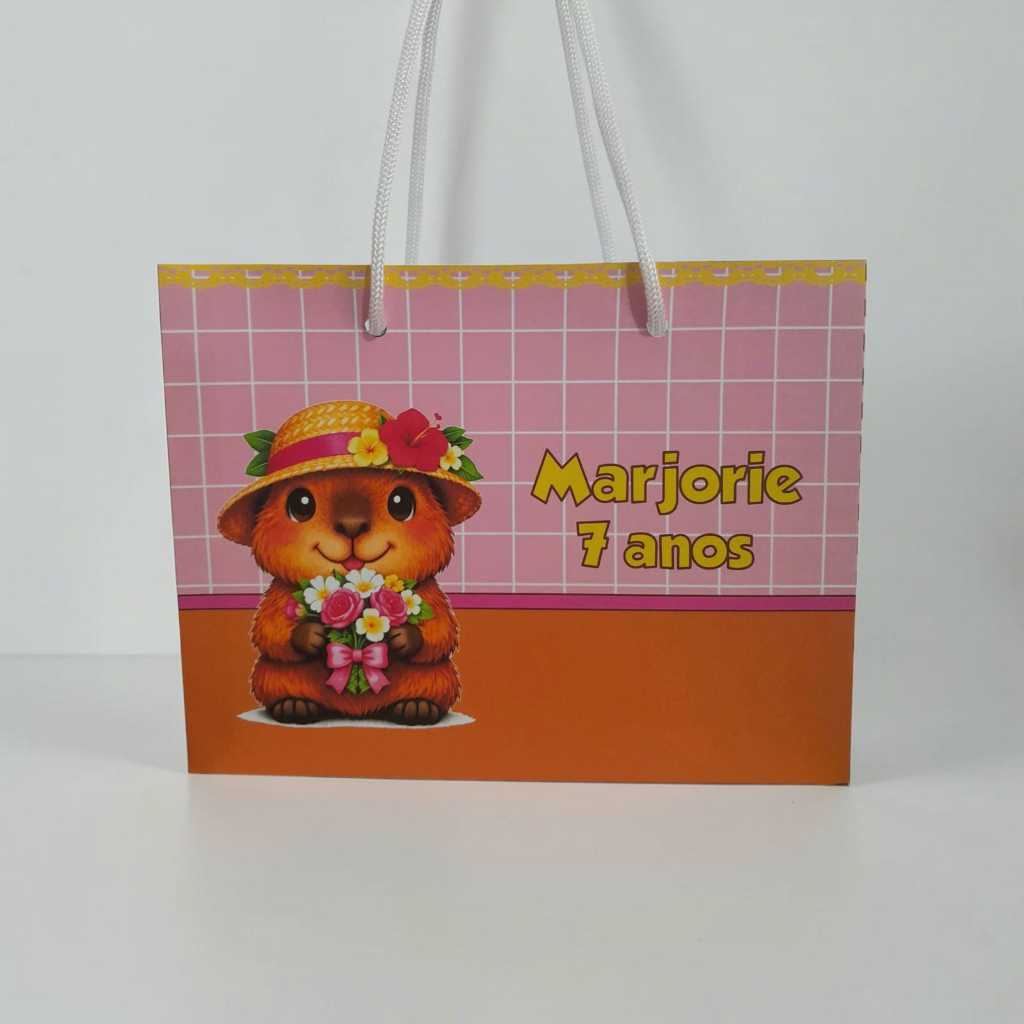 Sacolinha  Personalizada Capivara Sacolinha Lembrancinha Capivara Mimos Montagem Fácil