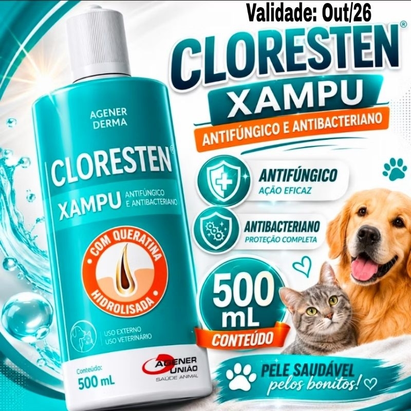 Cloresten Shampoo Antifúngico e Antibacteriano 500ml