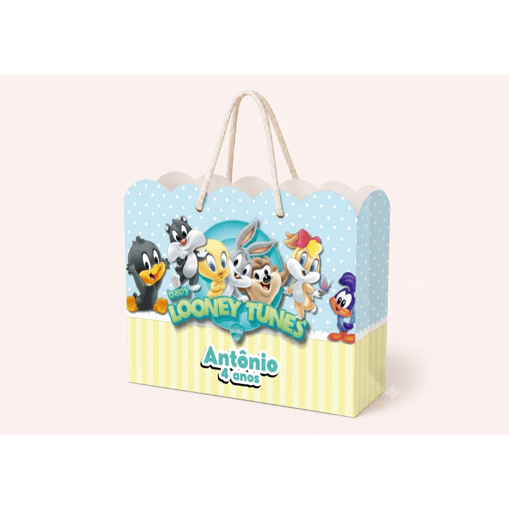 Sacolinha Personalizada Festa Infantil 20x15cm Nuvem Lembrancinha Estilo LooneyTunes