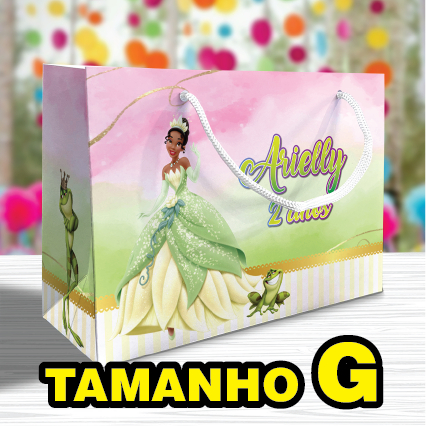 Sacolinha Princesa Tiana Grande TAMANHO G Personalizada Kit Festa Lembrancinha Sacola Princesas