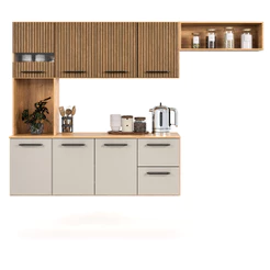 Armário de Cozinha Compacta Sala de Jantar 180cm Aereo Com 7 Portas e Gavetas Com Nicho Juliana