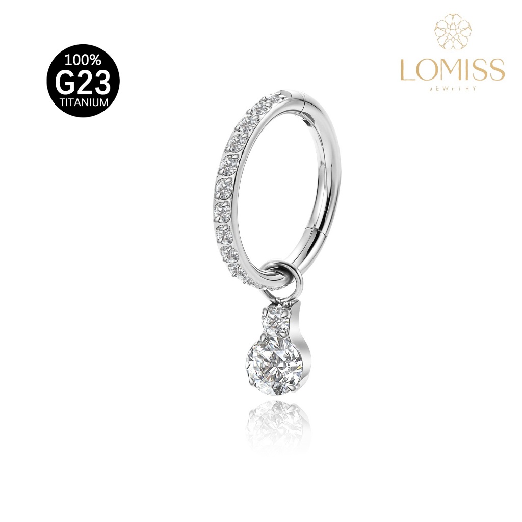 LOMISS Piercing Nariz Orelha Argola 100% Titânio G23 Segmento Articulado Zircônias Cravejado Com Pingente Tragus Helix C · foto 2