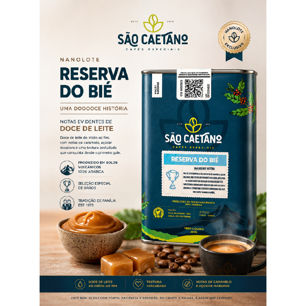 Café Especial Nanolote Reserva do Bié 250g | Doce de Leite, Caramelo e Açúcar Mascavo | 100% Arábica
