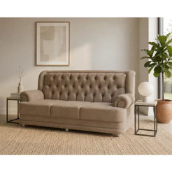 Sofá 2,00m 3 Lugares Suede Finlândia Marrom Castor