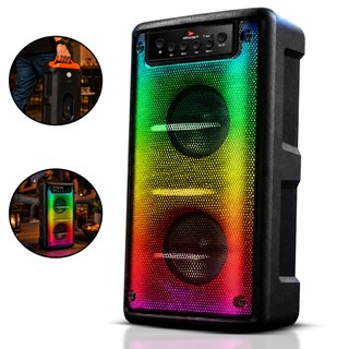 Caixa De Som Bluetooth Led Amplificada Portátil 20W 3000mAh RGB USB FM TWS e Entrada para Microfone
