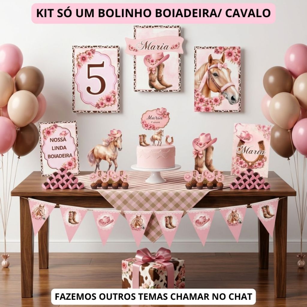 Kit Só Um Bolinho Tema BOIADEIRA/CAVALO | Lembrancinha Personalizada, Aniversário/ Festas Infantis