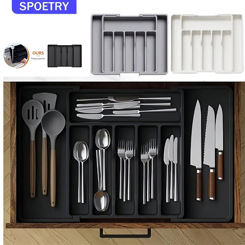 Organizador de Talheres para Gaveta Dobrável Livre de BPA, Ajustável, Ideal para Cozinha