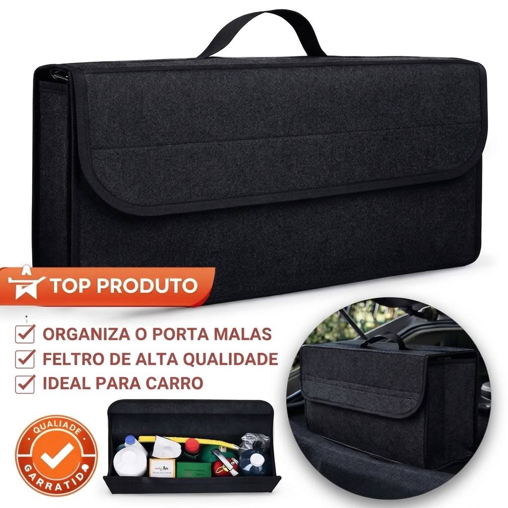 Organizador de Porta-Malas em Feltro  Cor PRETO Alta Qualidade