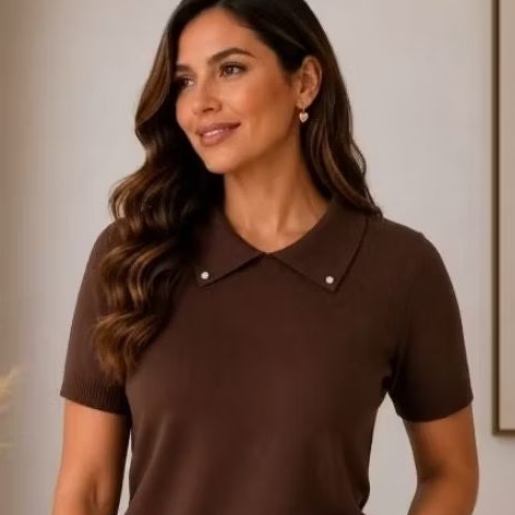 Camiseta Polo Blusa Polo Tricot  feminina Premium Manga Curta Básica Elegante Casual Polo Zarah