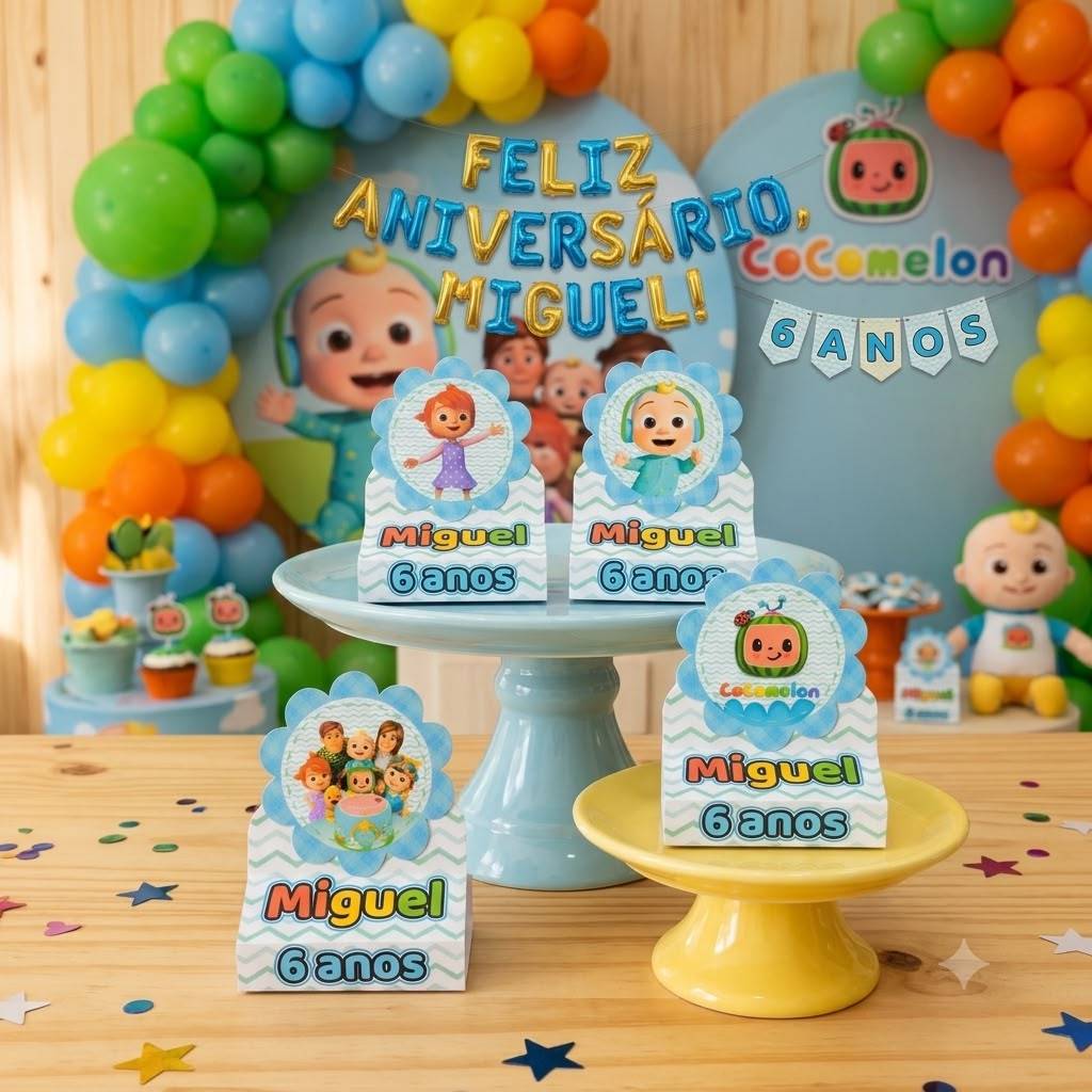 Caixinha Porta Bis Duplo Personalizada Cocomelon Lembrancinha Festa Infantil Aniversário Nome Idade Tema Mimos