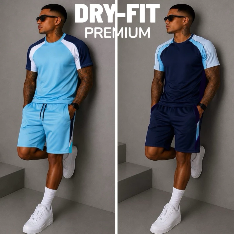 Kit Conjunto Masculino Dry Fit Camisa + Bermuda Academia Fitnes Treino Corrida Confortável — imagem 1