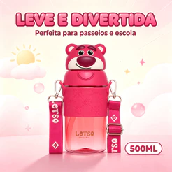 Garrafa Água Infantil Squeeze Lotso Toy Story 620ml Escola Passeio Resistente Disney