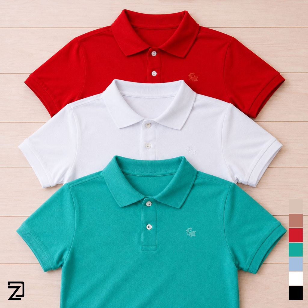 Kit 3 Camisa Básica Polo Infantil Piquet Algodao Menino